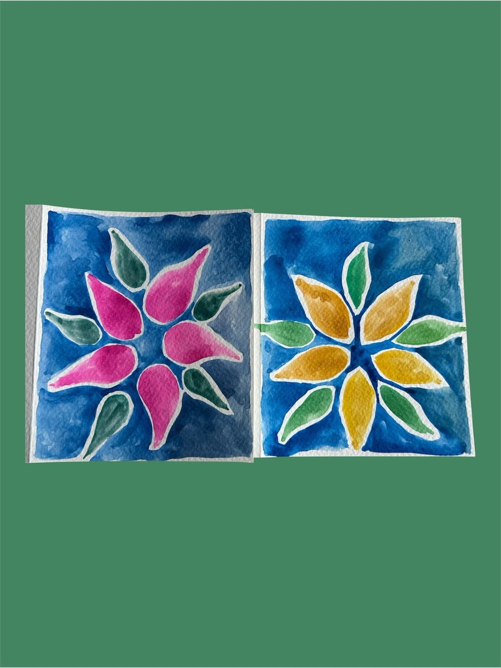 🆓 (2) Handmade Watercolour Floral Cards